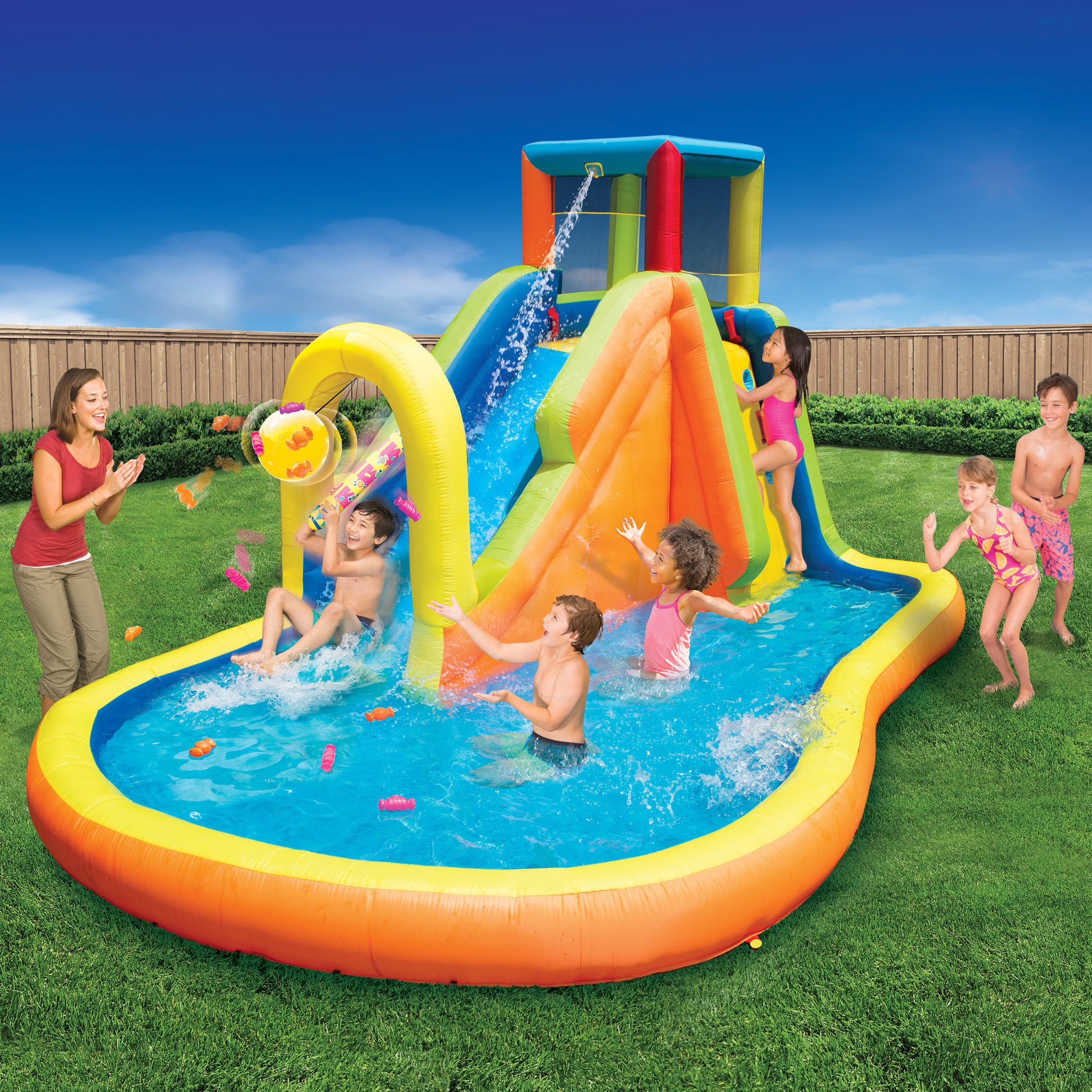 Banzai 114' x '173 Bounce House with Water Slide and Air